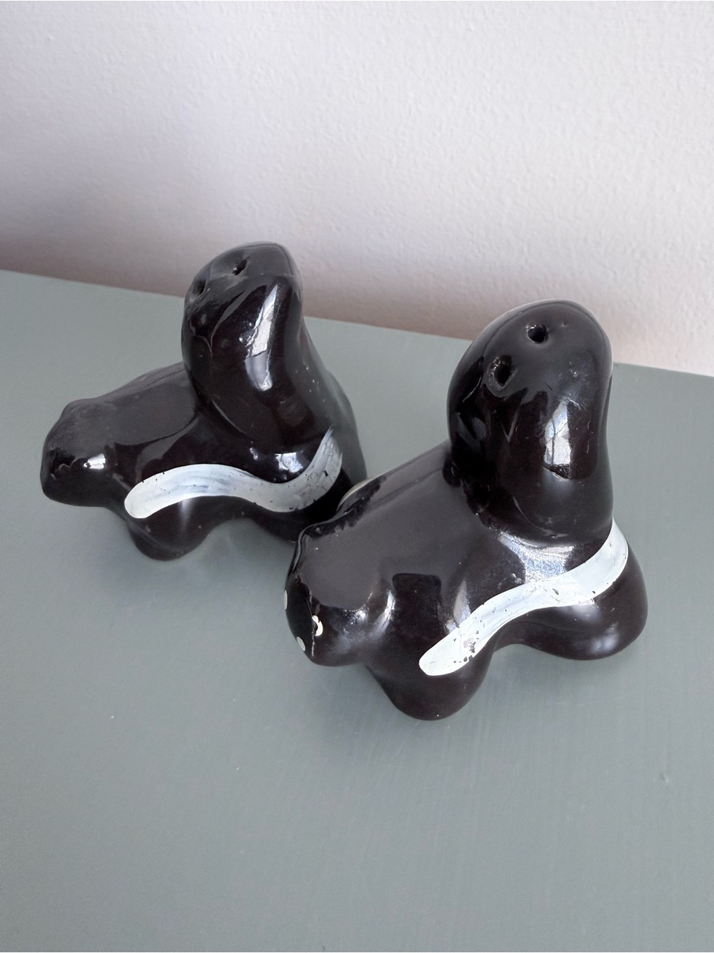 Vintage MCM Skunk salt and pepper shakers